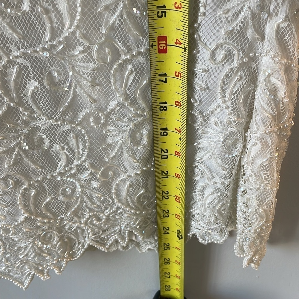 Brilliante by JA, vintage bridal wedding dress separate top, bead and lace small - Picture 6 of 8